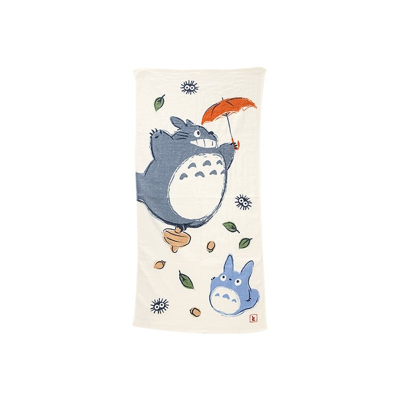 Linge de maison - Grande Serviette Imabari Totoro Parapluie 60x120 cm - Mon Voisin Toto