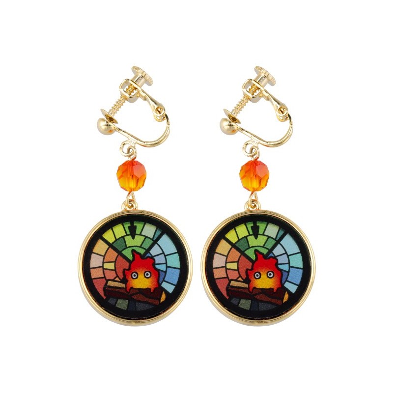 Jewellery - STAINED GLASS SERIES - EARRINGS CALCIFER- HOWL'S MOVING CASTLE