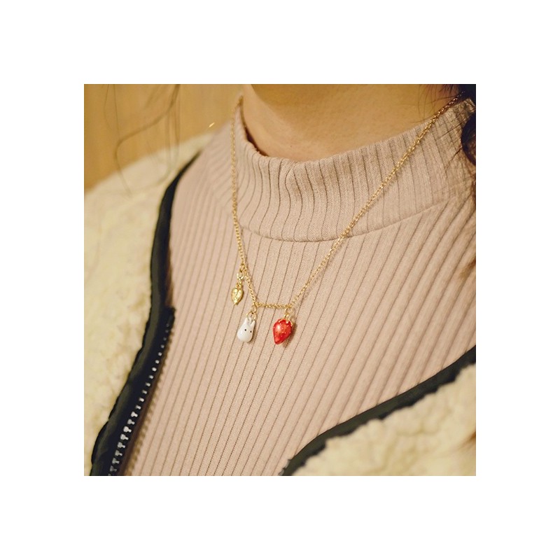 Bijoux - Collier Totoro Blanc Et Fraises - Mon Voisin Totoro