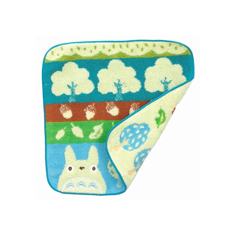 Ropa de hogar - Mini toalla Totoro Árboles azules y avellanas 25x25 cm - Mon voisin