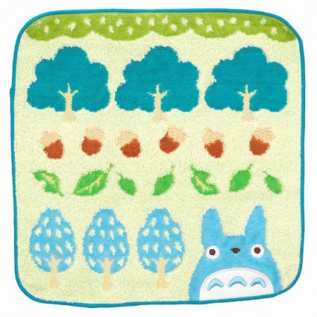 Ropa de hogar - Mini toalla Totoro Árboles azules y avellanas 25x25 cm - Mon voisin