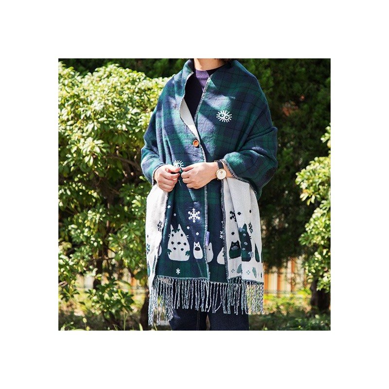 Textil - Estola con estampado de cuadros Totoro gancho - Mi vecino Totoro