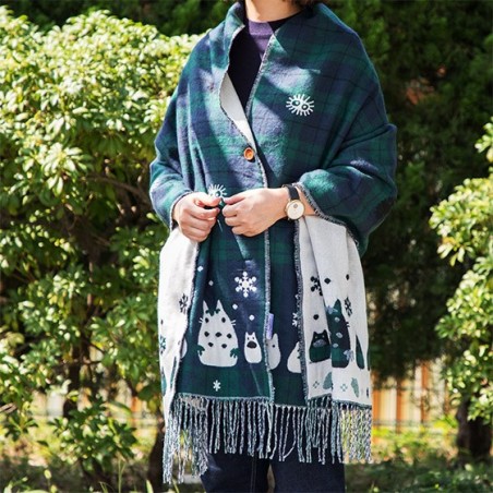 Textil - Estola con estampado de cuadros Totoro gancho - Mi vecino Totoro
