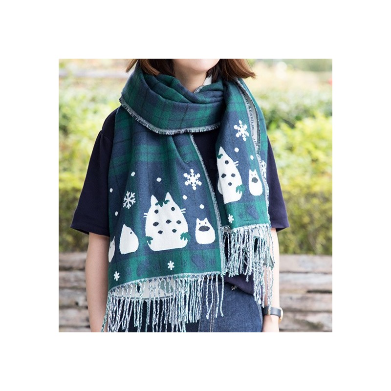 Textil - Estola con estampado de cuadros Totoro gancho - Mi vecino Totoro