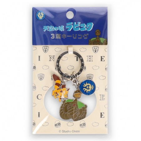 Llaveros - Laputa Llavero metálico de 3 personajes - El castillo en el cielo