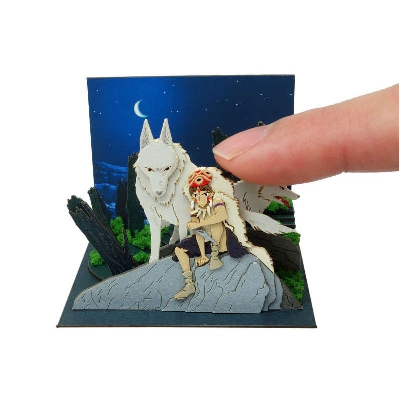 Théâtres de papier - Diorama papier San et Moro sur un rocher -Princesse Mononoké