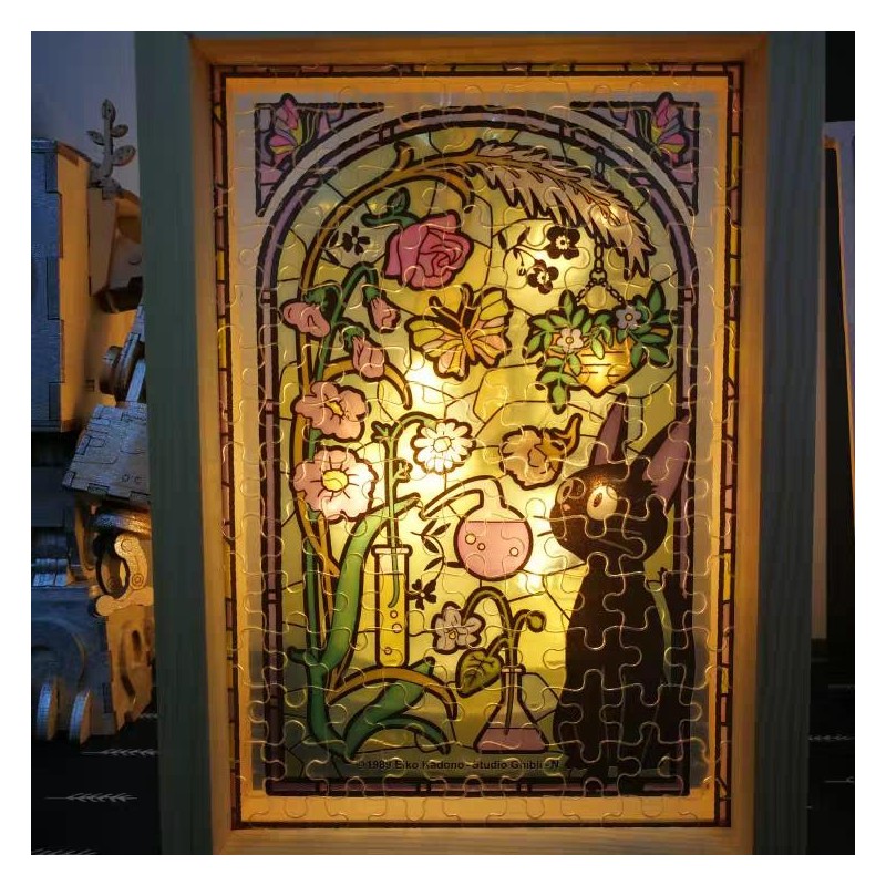 Jigsaw Puzzles - Stained glass Puzzle 126P Catbus and sunflowers - My Neighbor Totoro