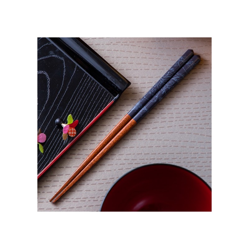 Baguettes - Baguettes laquées 21cm Esquisses Bleu marine - Mon Voisin Totoro