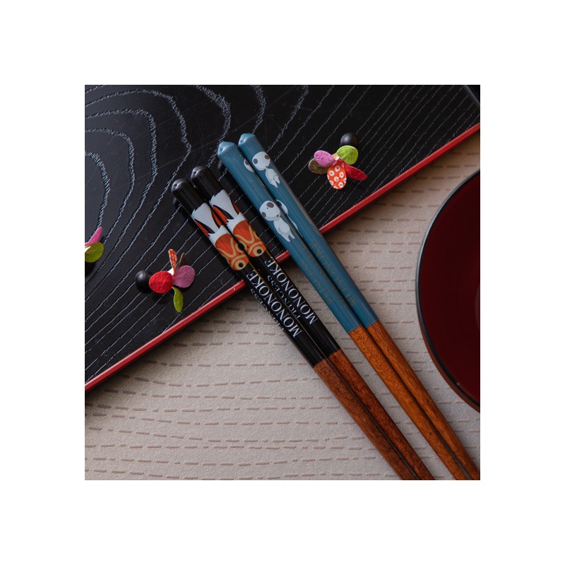 Baguettes - Baguettes laquées 21cm Kodama Bleu marine - Princesse Mononoké