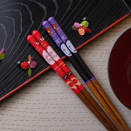 Chopsticks - Lacquered Chopsticks 21cm No Face & Lantern - Spirited Away