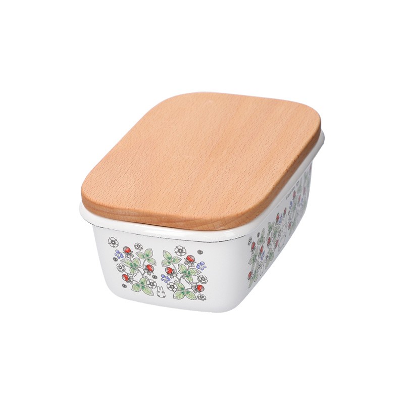 Kitchen and tableware - Enamel butter dish with wooden lid Soot Sprites 500ml - My Neighbor T