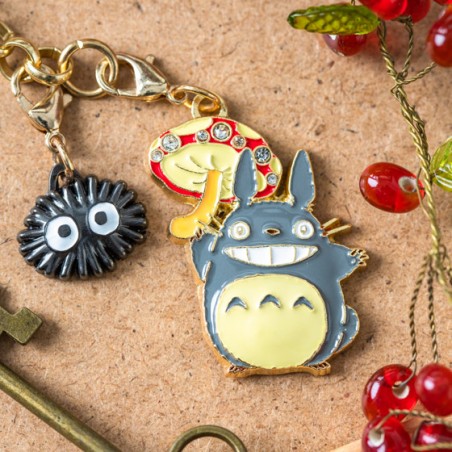 Llavero con correa - Charms Totoro Gris y Champiñón - Cadena Mi vecino Totoro