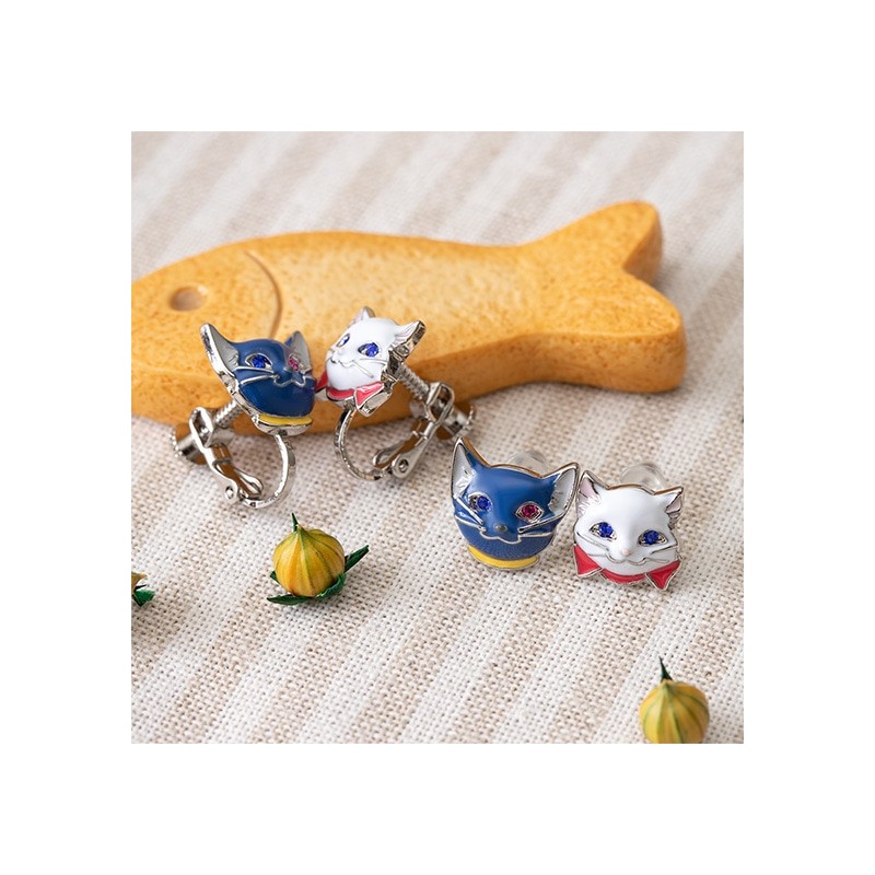 Bijoux - Boucles d’oreilles percées Yuki & Lune - Le Royaume des chats