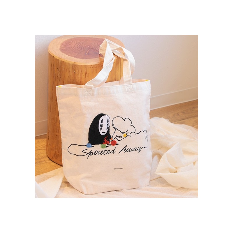 Sacs - Tote bag Brodé No Face Tricotant - Le Voyage de Chihiro