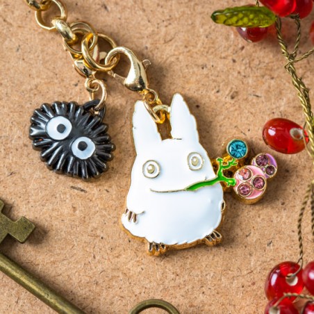 Llavero con correa - Cadena de charms Totoro Blanco y Fruta - Mi vecino Totoro