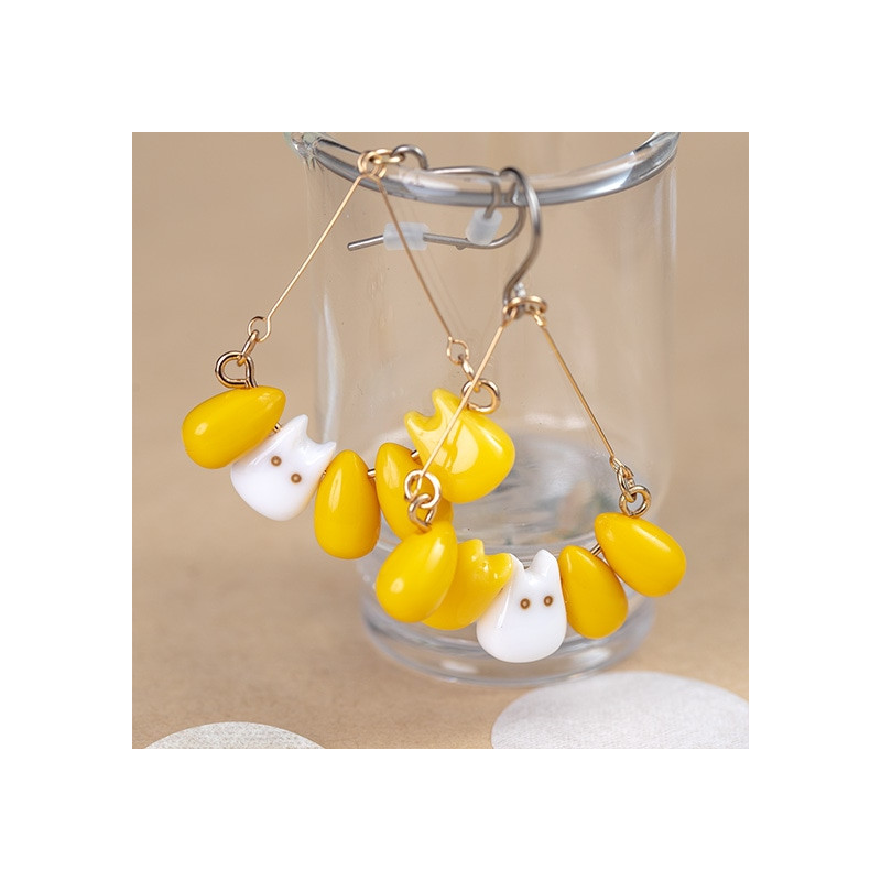 Bijoux - Boucles d’oreilles Totoro blanc & Maïs - Mon Voisin Totoro