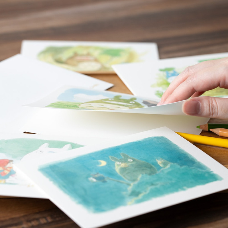 Cartes postales et Papier à lettres - Carte de vœux aquarelle 24 x 15,8 cm Mei & Totoro & Sakura - Mon Vois