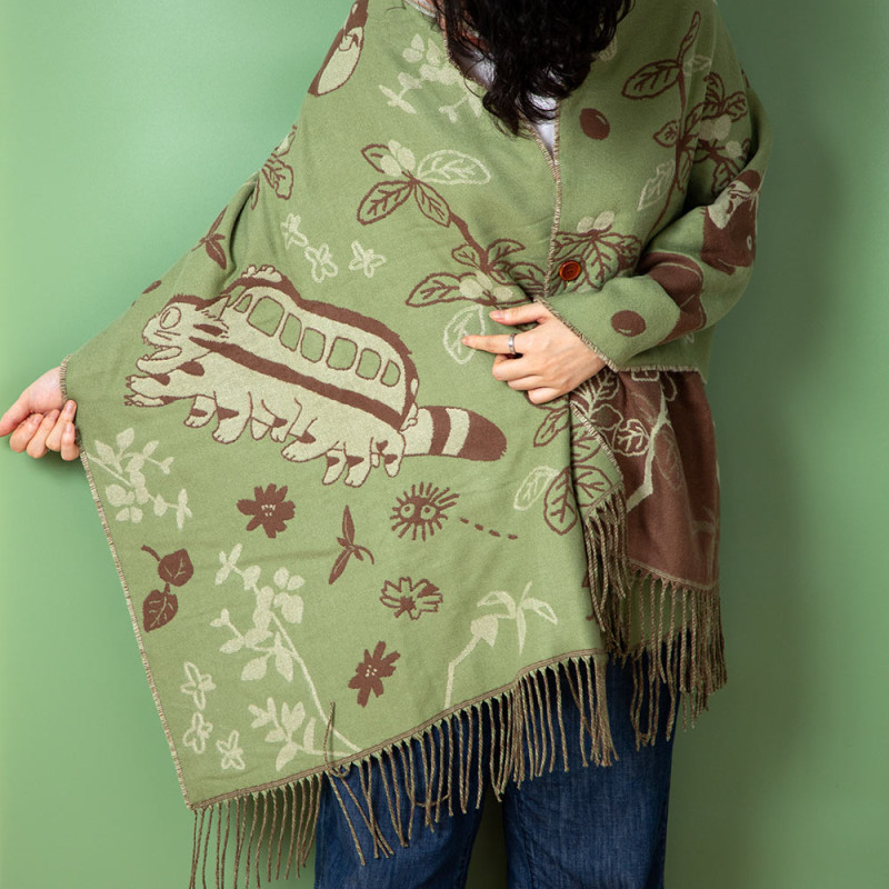 Textile - Étole vert clair Totoro & Chatbus - Mon Voisin Totoro