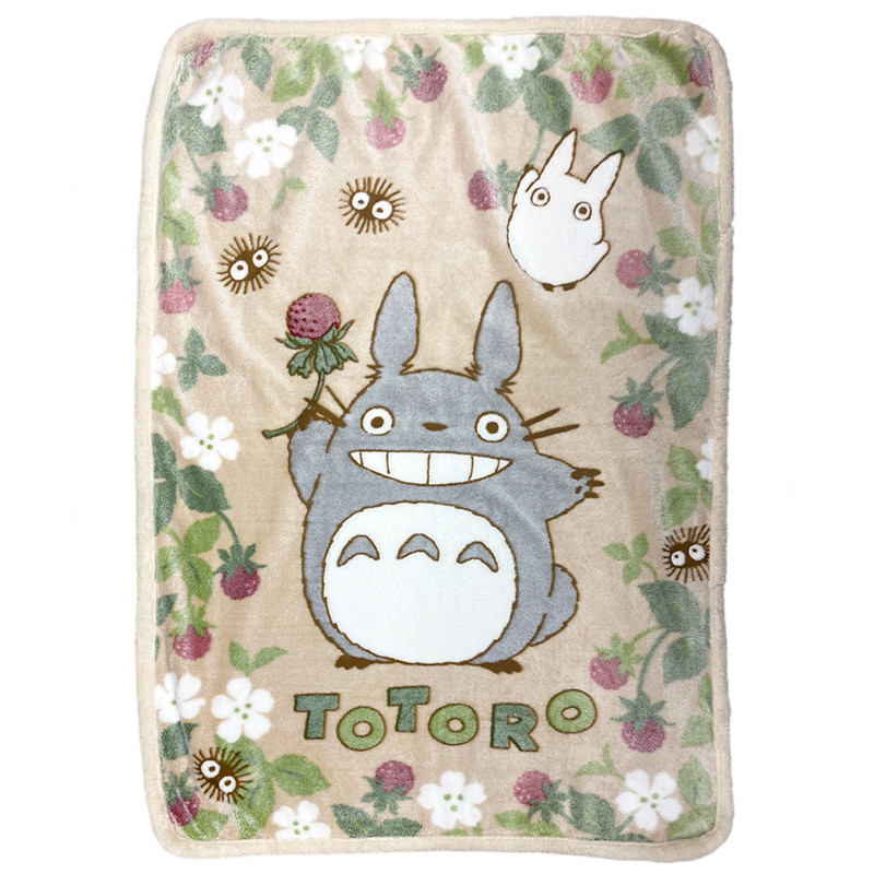 Linge de maison - Couverture fluffy Totoro Fraise 100x140 cm - Mon Voisin Totoro