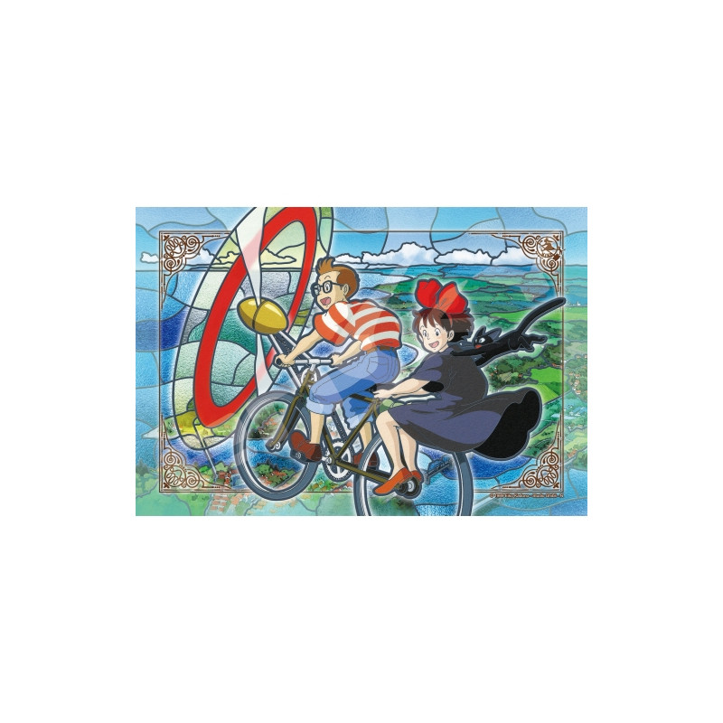 Puzzles - Puzzle Vitrail 300P Tombo & Kiki sur le vélo à hélice - Kiki la petit