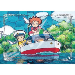 Puzzles - Puzzle Vitrail 208P Ponyo & Sosuke sur le bateau - Ponyo sur la falai