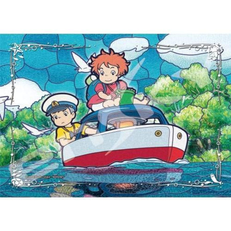 Puzzles - Puzzle Vitrail 208P Ponyo & Sosuke sur le bateau - Ponyo sur la falai