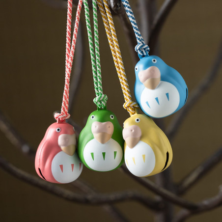 Llavero con correa - Correa Campana Netsuke Periquito Amarillo - El chico y la garza