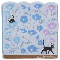 Linge de maison - Mini Serviette Jiji Fleur bleue 25x25 cm - Kiki la petite sorcière