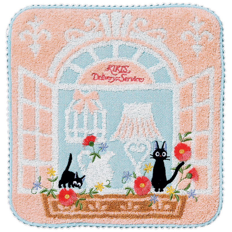 Linge de maison - Mini Serviette Fenêtre fleurie 25x25 cm - Kiki la petite sorcière