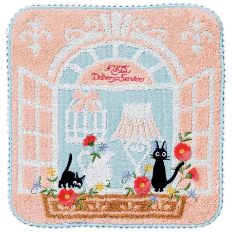 Linge de maison - Mini Serviette Fenêtre fleurie 25x25 cm - Kiki la petite sorcière