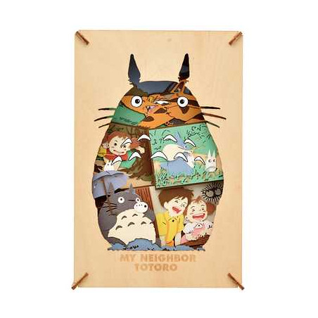 Théâtres de papier - Théâtre de papier Style bois Silhouette Totoro Gris - Mon Voisin Toto