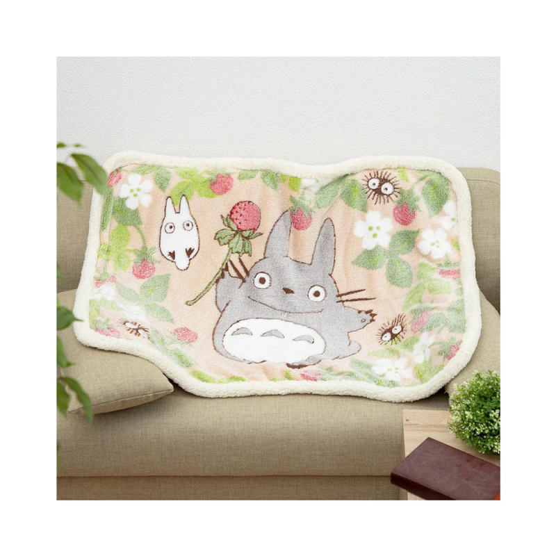 Linge de maison - Plaid fluffy Totoro Fraise 70x100 cm - Mon Voisin Totoro