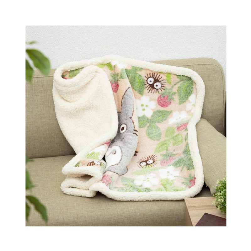 Linge de maison - Plaid fluffy Totoro Fraise 70x100 cm - Mon Voisin Totoro