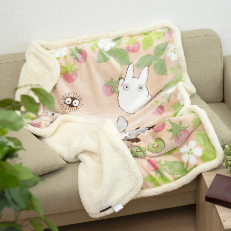 Linge de maison - Couverture fluffy Totoro Fraise 100x140 cm - Mon Voisin Totoro