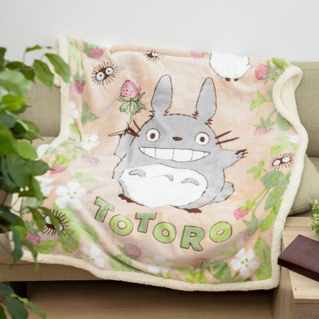 Linge de maison - Couverture fluffy Totoro Fraise 100x140 cm - Mon Voisin Totoro