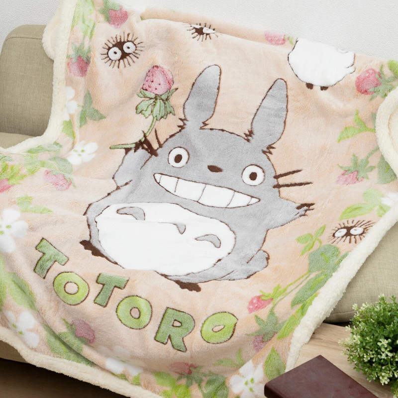 Linge de maison - Couverture fluffy Totoro Fraise 100x140 cm - Mon Voisin Totoro
