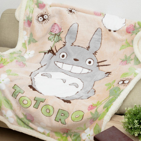 Linge de maison - Couverture fluffy Totoro Fraise 100x140 cm - Mon Voisin Totoro
