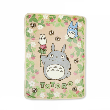 Linge de maison - Grande couverture fluffy Totoro Fraise 200x140cm - Mon Voisin Totoro