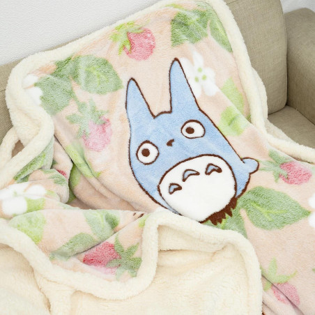 Linge de maison - Grande couverture fluffy Totoro Fraise 200x140cm - Mon Voisin Totoro