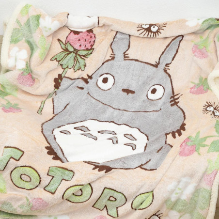 Linge de maison - Grande couverture fluffy Totoro Fraise 200x140cm - Mon Voisin Totoro