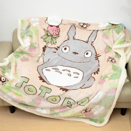 Linge de maison - Grande couverture fluffy Totoro Fraise 200x140cm - Mon Voisin Totoro