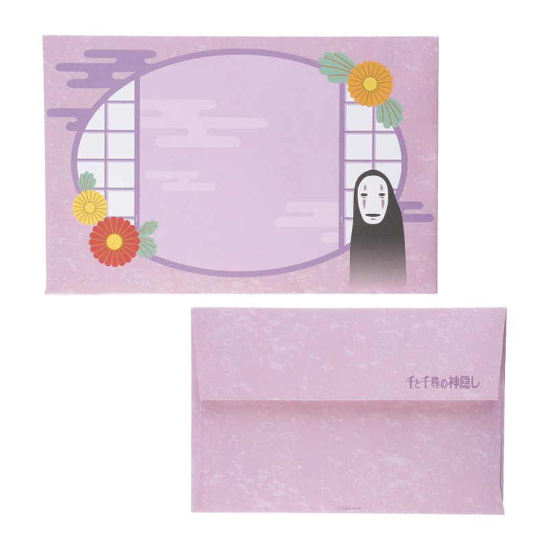 Accessories - Japanesse Bamboo Fan & Letter Set No Face with Flower - Spirited Away