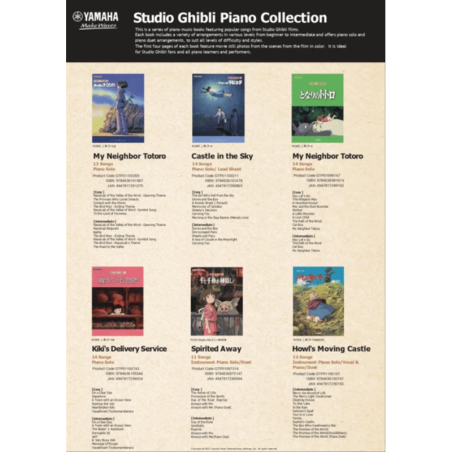 Musique - Partition Débutant Sélection Studio Ghibli Piano solo