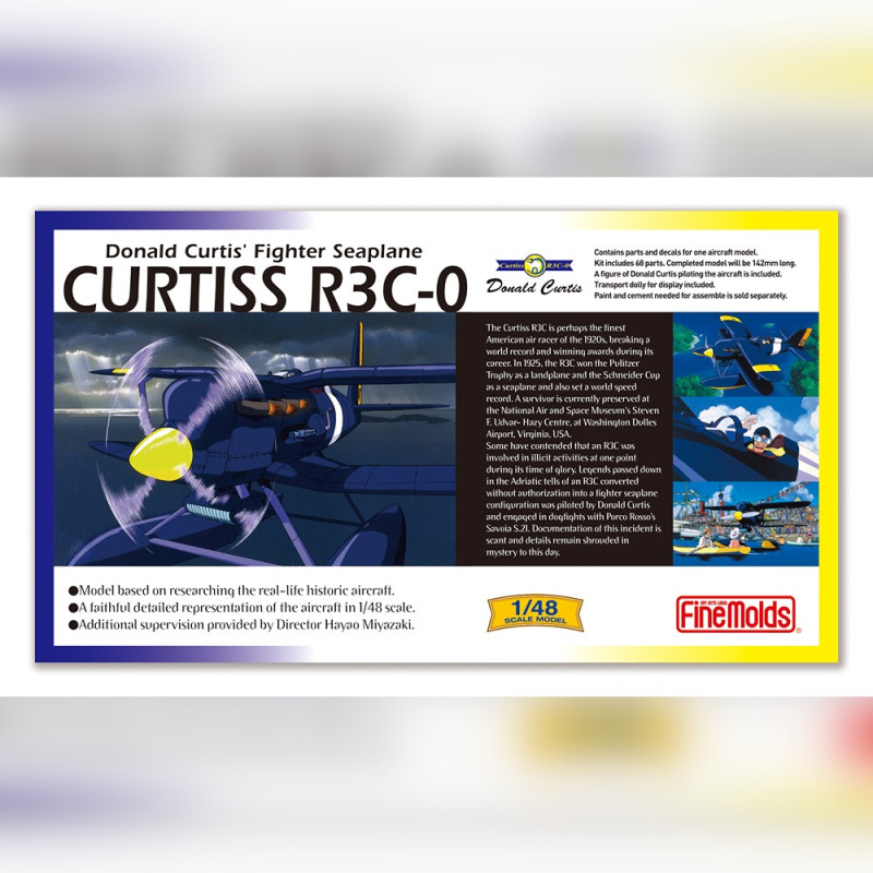Maquetas - Kit de modelismo hidroavión Curtiss R3C-0 + fig. 1/48 - Curtis Porco Rosso