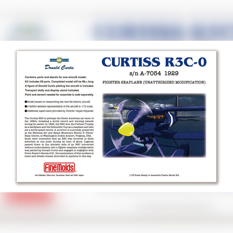 Maquetas - Kit de modelismo Caza hidroavión Curtiss R3C-0 1/72 - Porco Rosso